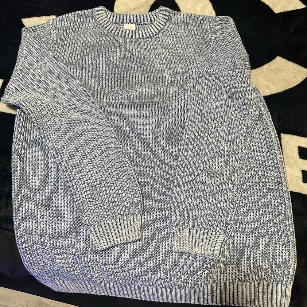 BLUE/WHITE ABSTRACT SWEATER COMFY RELAXED FIT